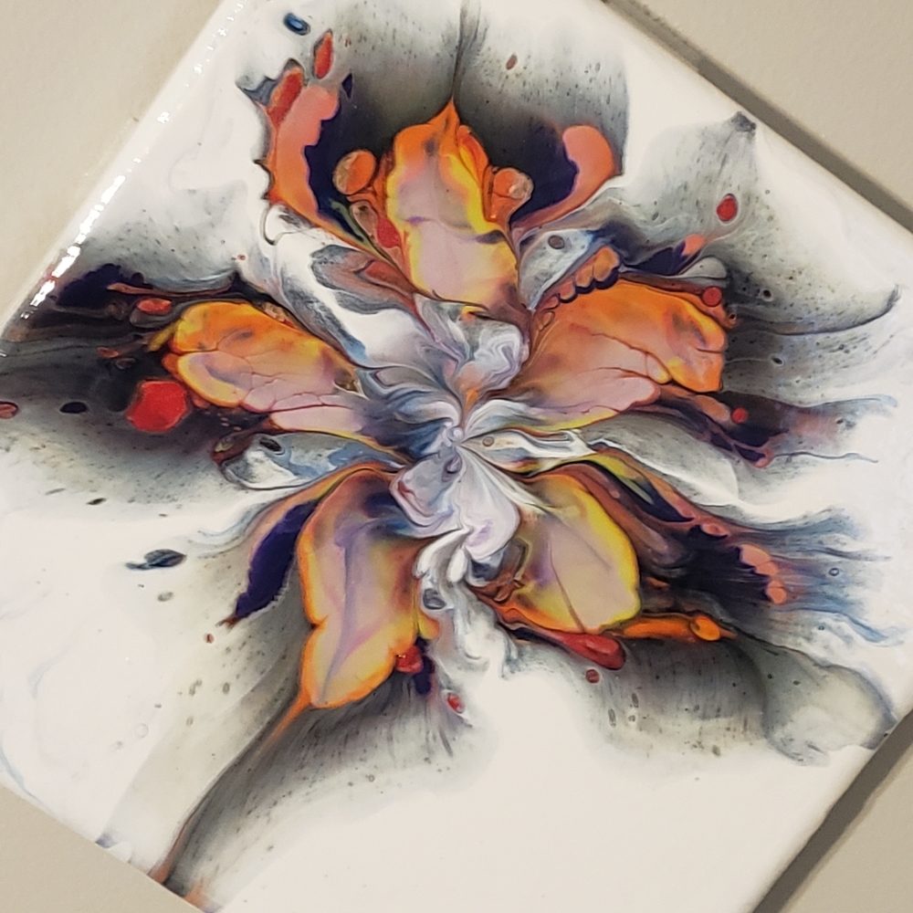 Canvas Poured Fluid Art  8 x 8